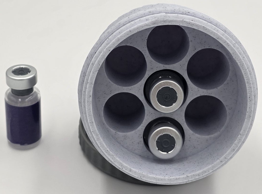 Envase de almacenamiento de péptidos de 7 ranuras – Organizador de viales impreso en 3D con tapa de rosca – Soporte compacto para péptidos