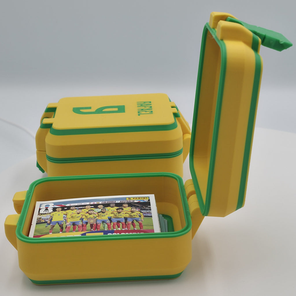 Personalized Brazil Soccer Fan Box – 3D Printed Custom Name &amp; Number Card Organizer