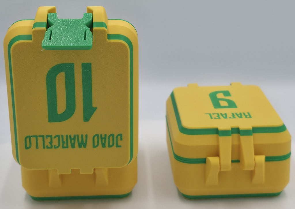 Personalized Brazil Soccer Fan Box – 3D Printed Custom Name &amp; Number Card Organizer