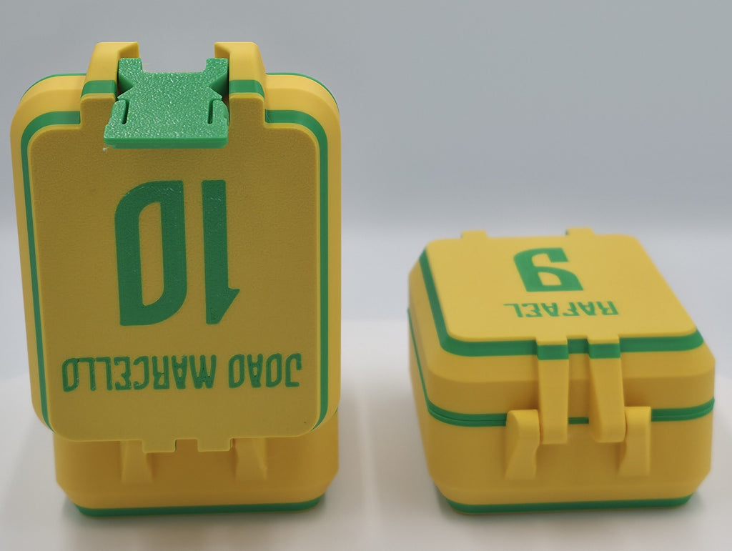 Personalized Brazil Soccer Fan Box – 3D Printed Custom Name &amp; Number Card Organizer