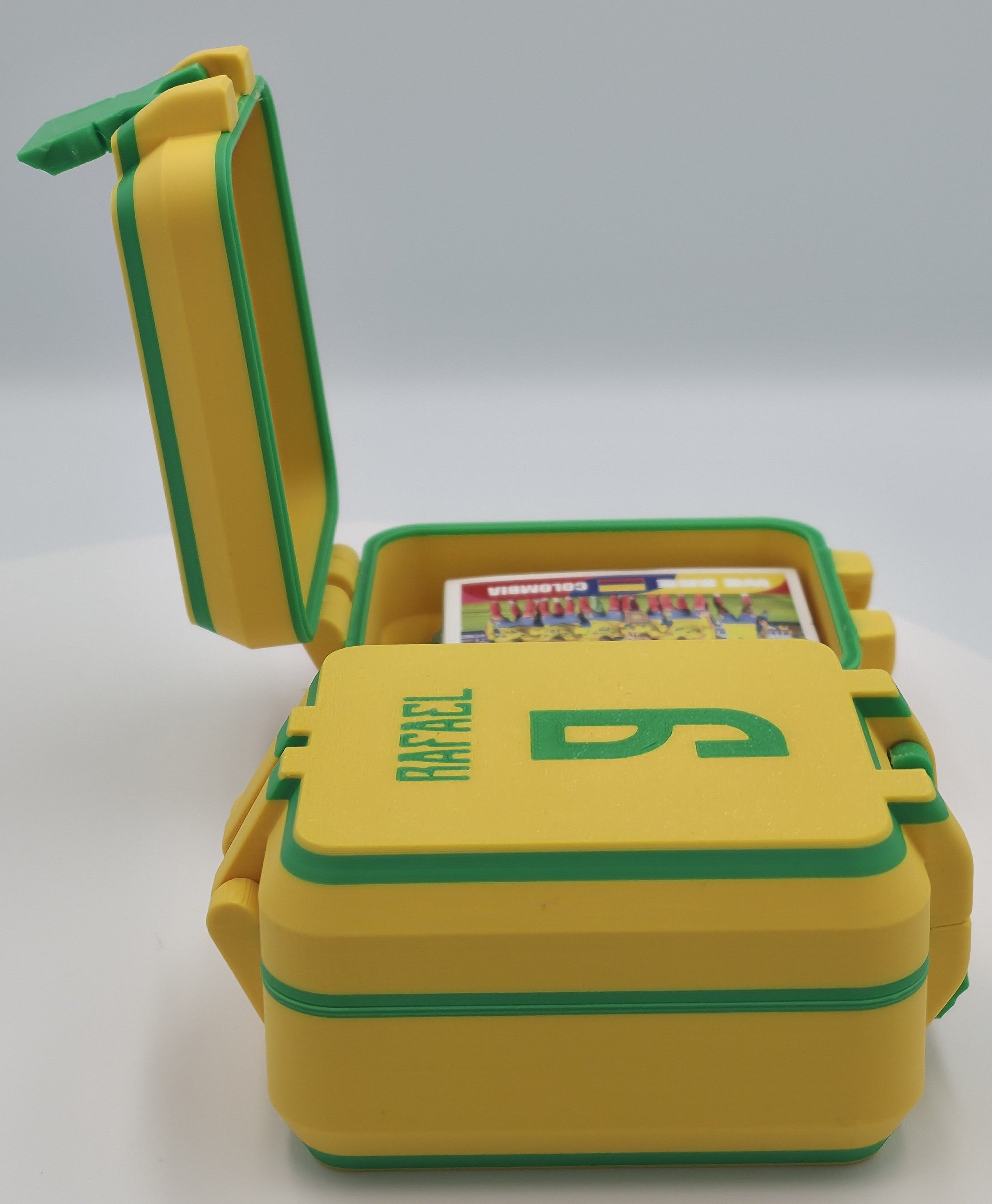 Personalized Brazil Soccer Fan Box – 3D Printed Custom Name &amp; Number Card Organizer