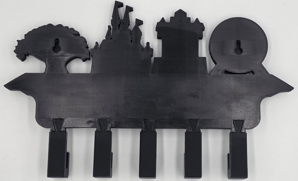 Theme Park Skyline Key Holder – 3D Printed Wall Mount with 6 Hooks, Welcome Home Design