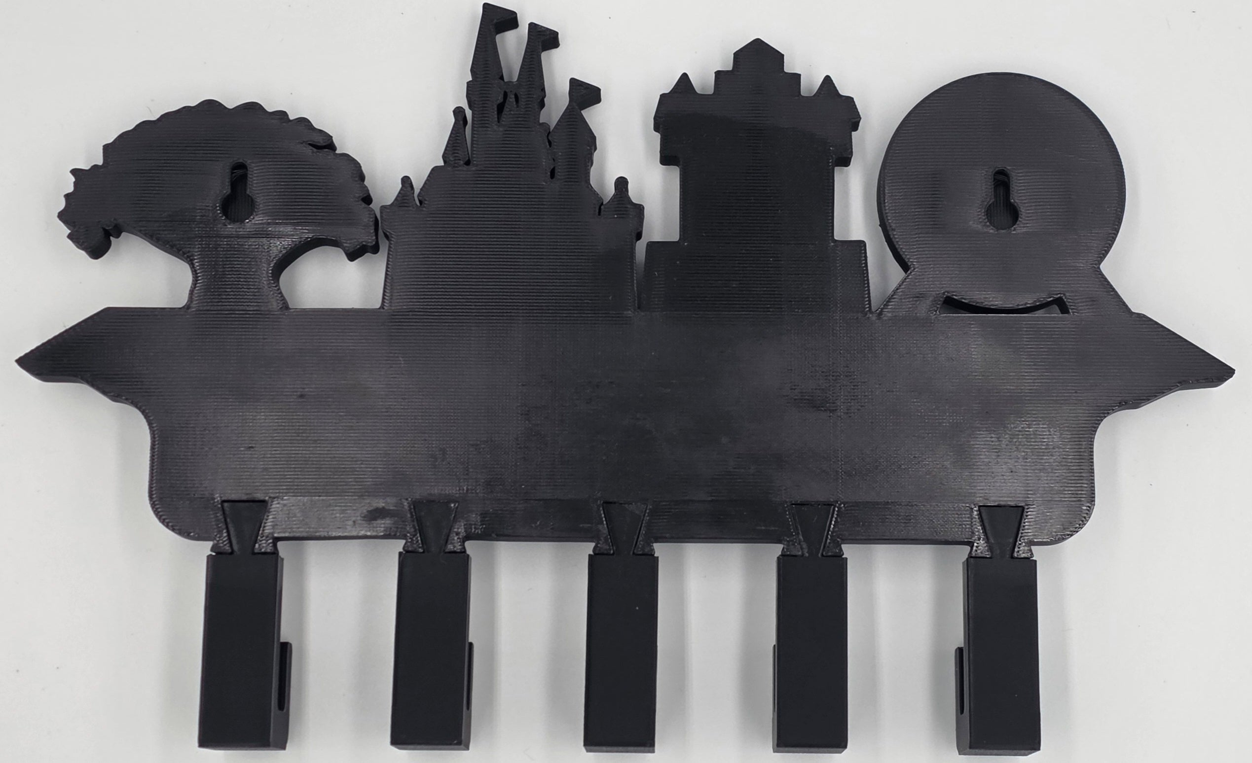 Theme Park Skyline Key Holder – 3D Printed Wall Mount with 6 Hooks, Welcome Home Design
