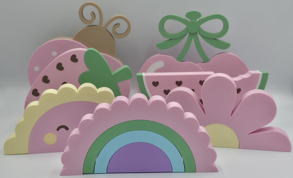 Juego de decoración para guardería en colores pastel – Adornos para estanterías impresos en 3D de PLA para habitación de bebé niña, dormitorio infantil, sala de juegos y decoraciones estéticas para guardería
