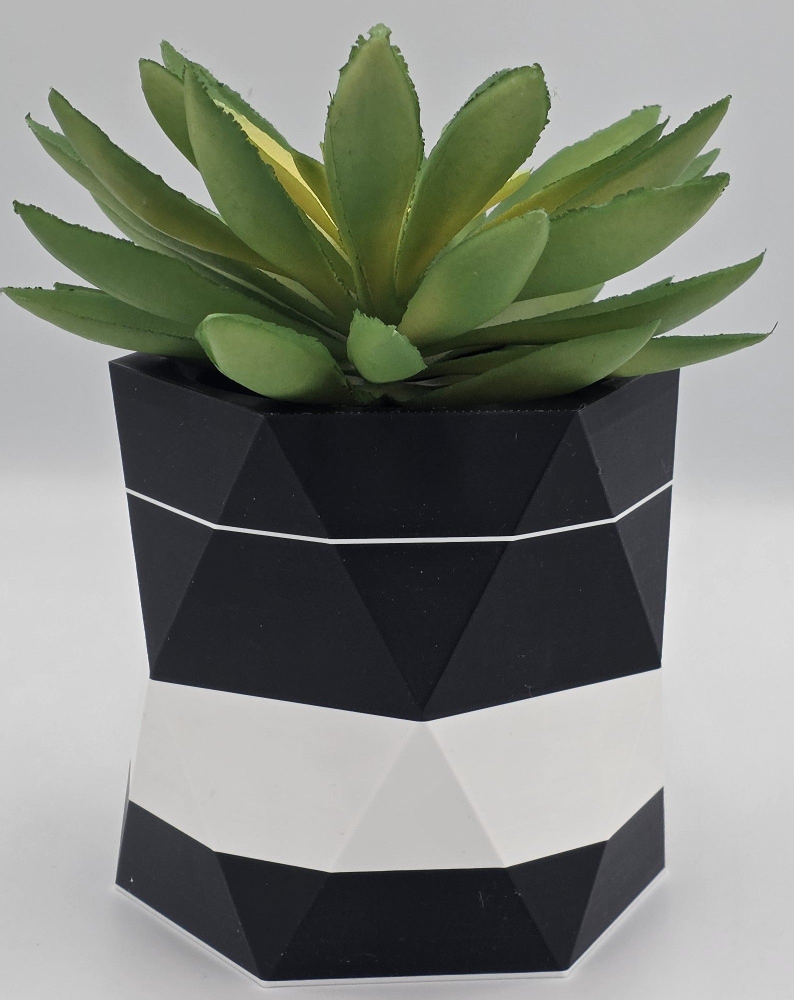 Geometric Hexagon Planter - Black & White