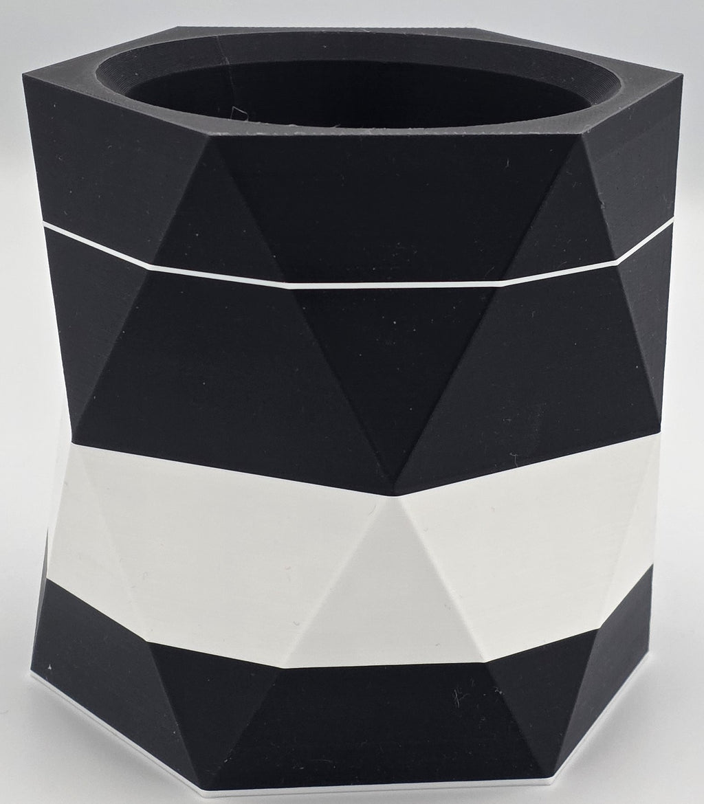 Geometric Hexagon Planter - Black & White