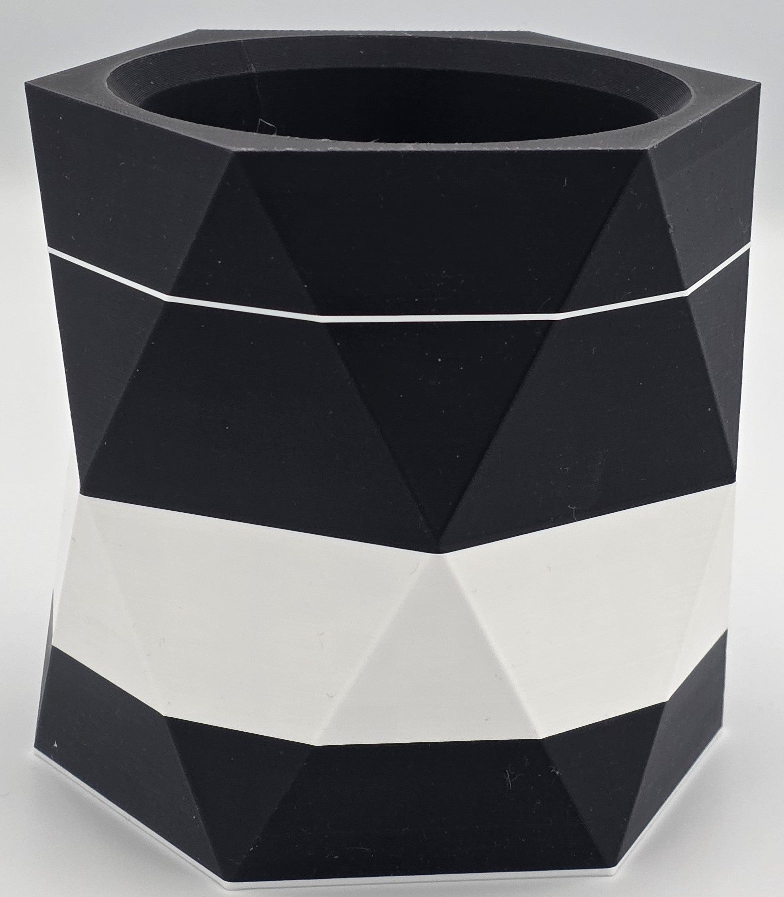 Geometric Hexagon Planter - Black & White