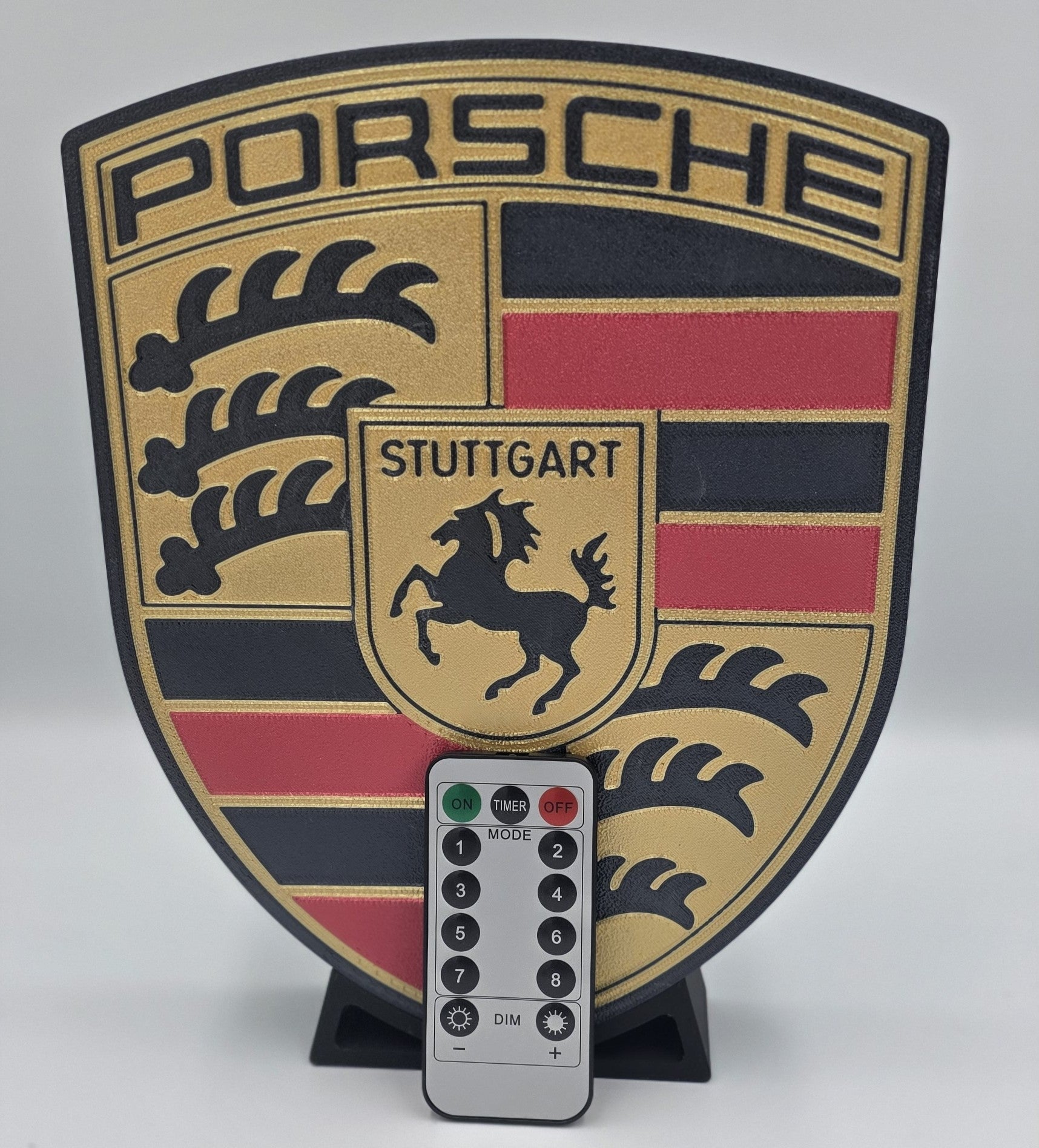 Porsche Crest LED Night Light with Remote Control | Color-Changing Illuminated Automotive Decor Lamp | Desk, Shelf & Garage Display