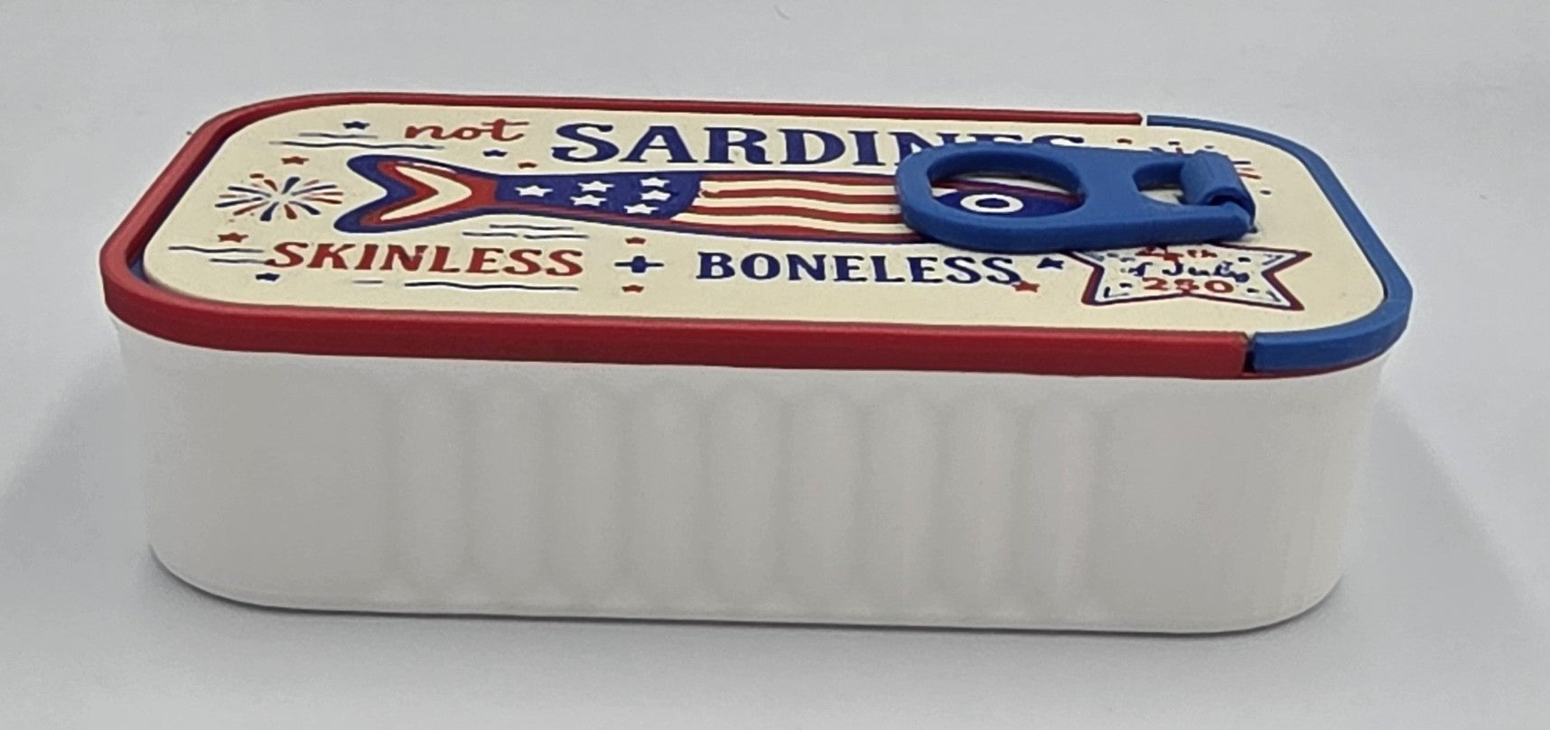 Patriotic Sardines Jewelry Box – America 250 Commemorative Edition, Travel Jewelry Organizer with Fishbone Ring, Earring & Bracelet Holders, Compact Storage Case for Women & Girls