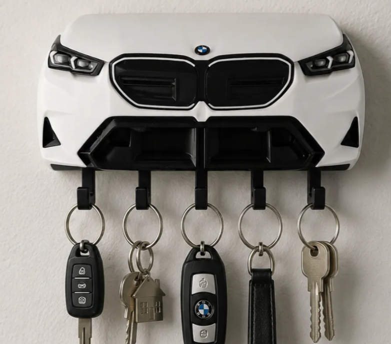 BMW Front-End Wall Key Holder – 5 Hook Key Rack – Modern Garage, Office & Entryway Organizer