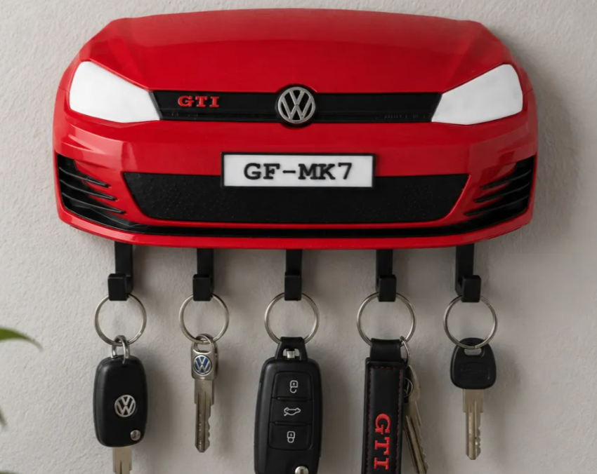 VW Golf GTI MK7 Front-End Wall Key Holder – Modern Hot Hatch Key Rack for Home, Garage & Volkswagen Enthusiasts