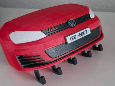 VW Golf GTI MK7 Front-End Wall Key Holder – Modern Hot Hatch Key Rack for Home, Garage & Volkswagen Enthusiasts