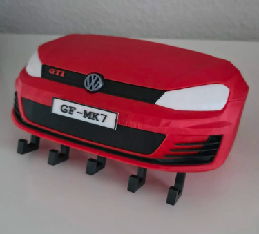 VW Golf GTI MK7 Front-End Wall Key Holder – Modern Hot Hatch Key Rack for Home, Garage & Volkswagen Enthusiasts
