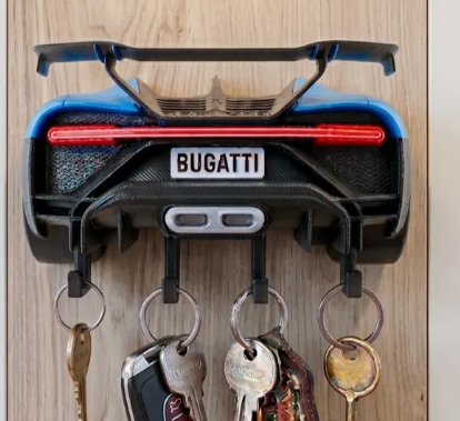 Bugatti Chiron Inspired Wall-Mounted Key Holder – Luxury Hypercar Key Rack for Home, Garage, Office & Car Enthusiasts